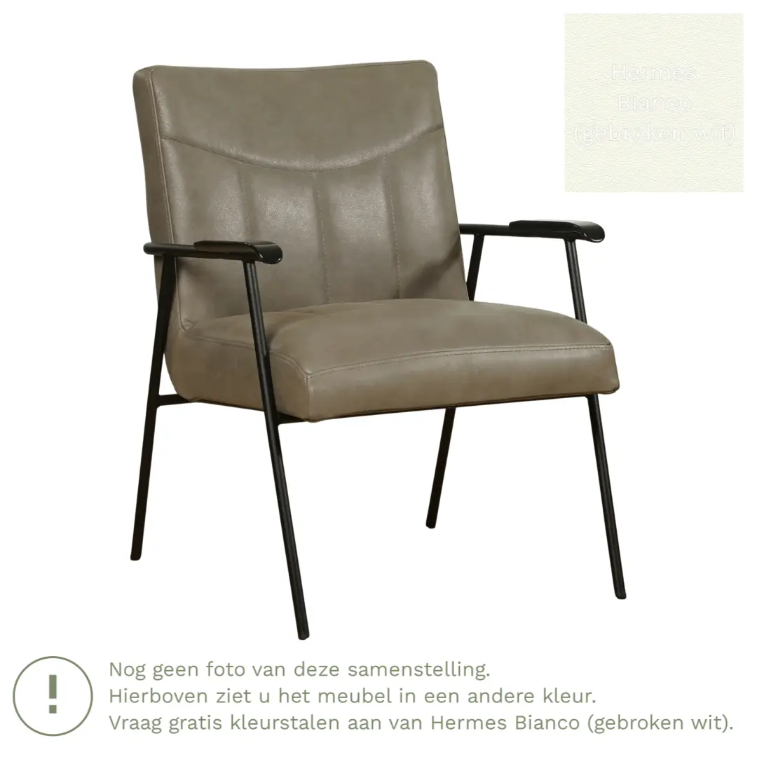 afbeelding van Leren fauteuil Beam - Hermes Bianco (gebroken wit)