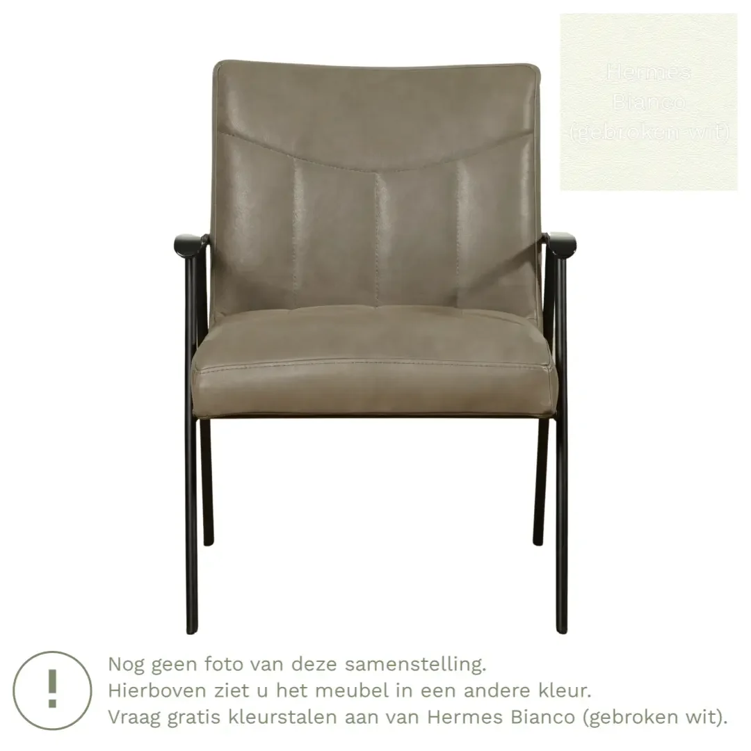 afbeelding van Leren fauteuil Beam - Hermes Bianco (gebroken wit)