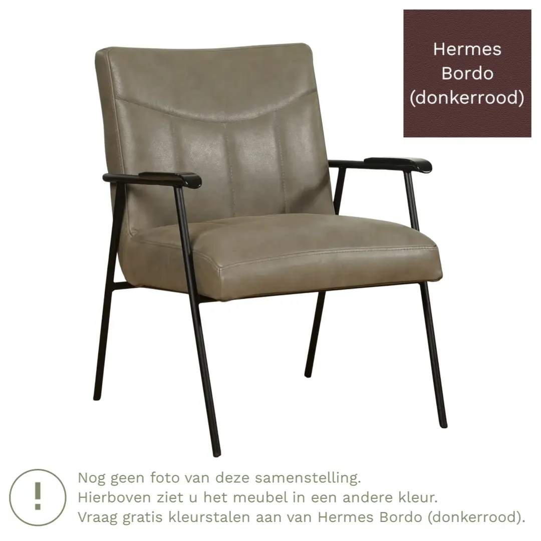 afbeelding van Leren fauteuil Beam - Hermes Bordo (donkerrood)