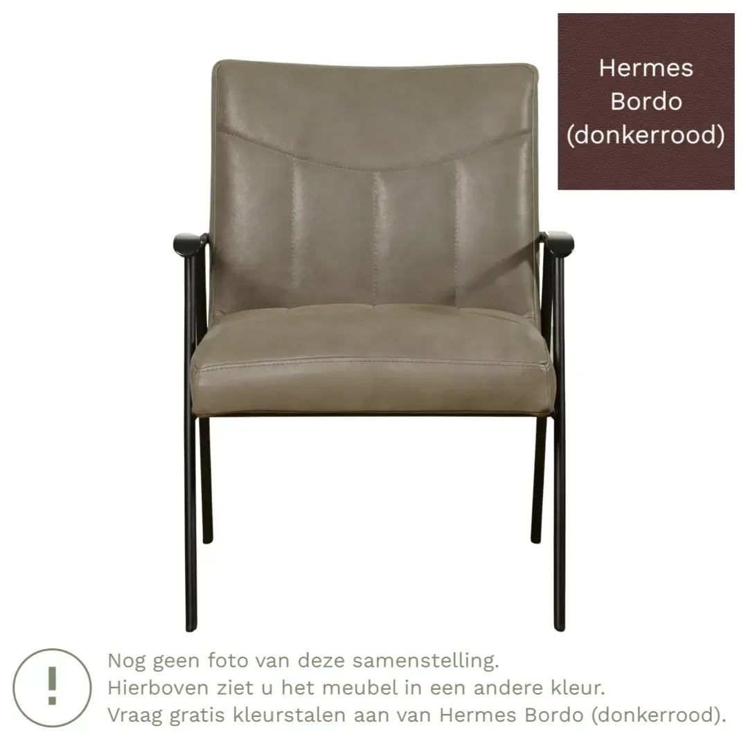 afbeelding van Leren fauteuil Beam - Hermes Bordo (donkerrood)