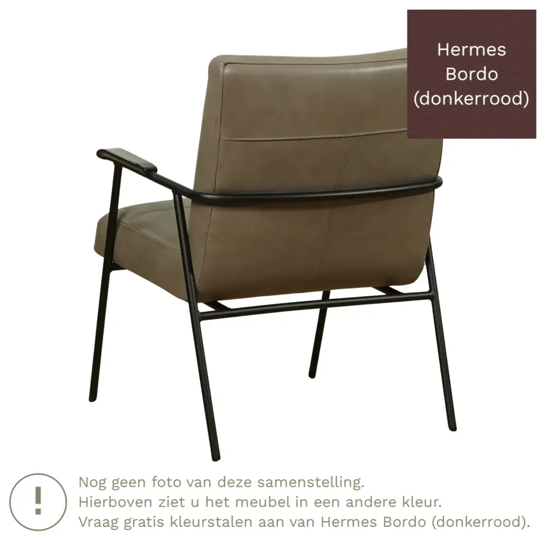 afbeelding van Leren fauteuil Beam - Hermes Bordo (donkerrood)