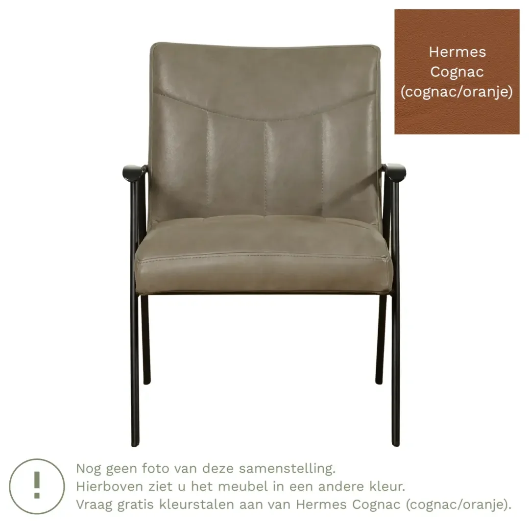 afbeelding van Leren fauteuil Beam - Hermes Cognac (cognac/oranje)