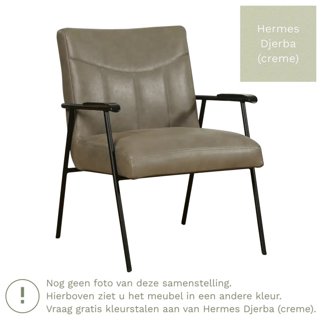afbeelding van Leren fauteuil Beam - Hermes Djerba (crème)