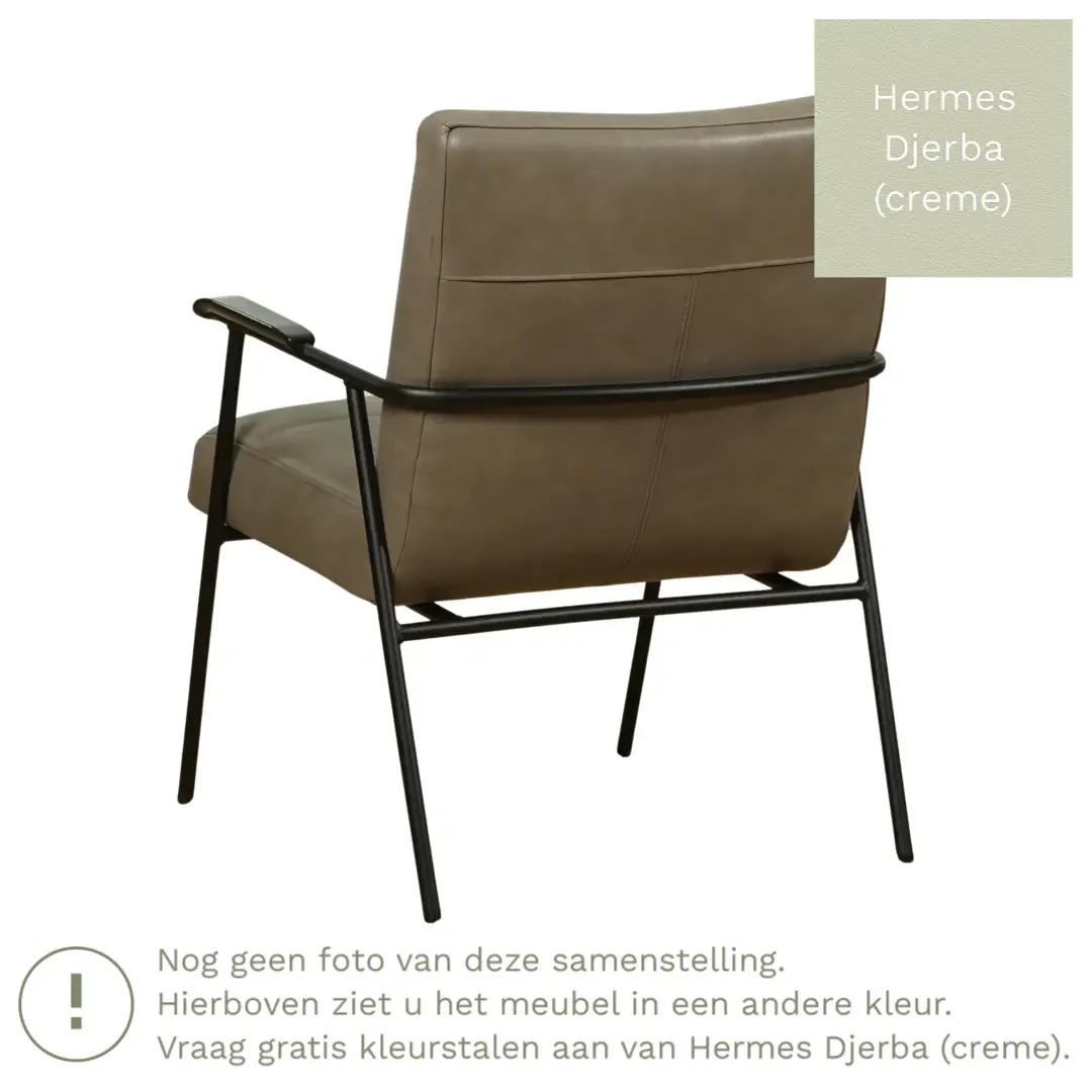 afbeelding van Leren fauteuil Beam - Hermes Djerba (crème)