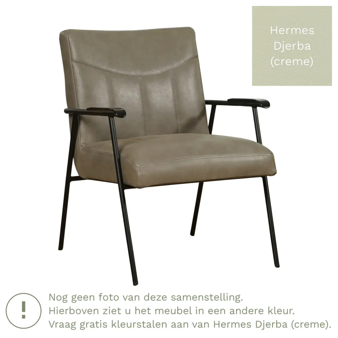 afbeelding van Leren fauteuil Beam - Hermes Djerba (crème)