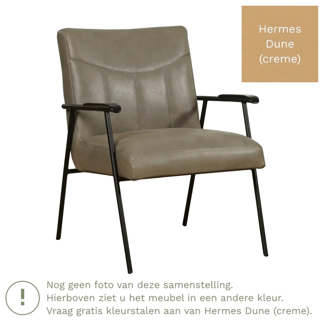 afbeelding van Leren fauteuil Beam - Hermes Dune (crème)