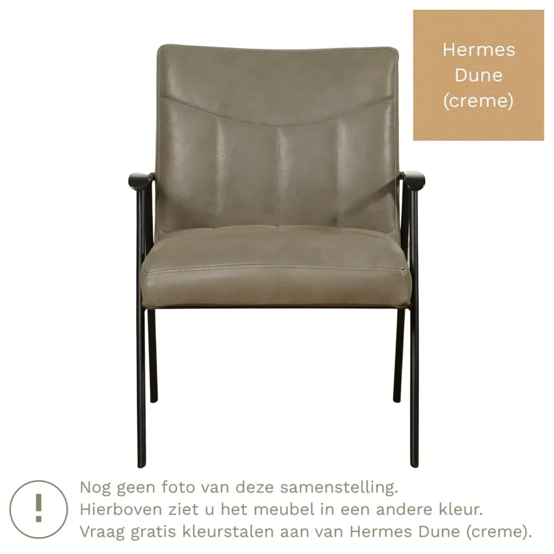 afbeelding van Leren fauteuil Beam - Hermes Dune (crème)