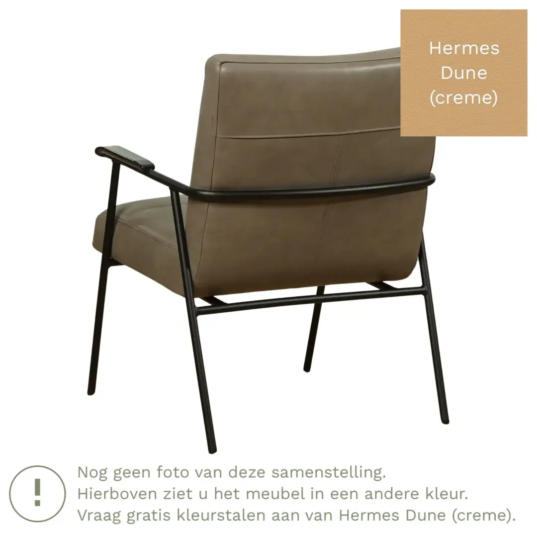 afbeelding van Leren fauteuil Beam - Hermes Dune (crème)