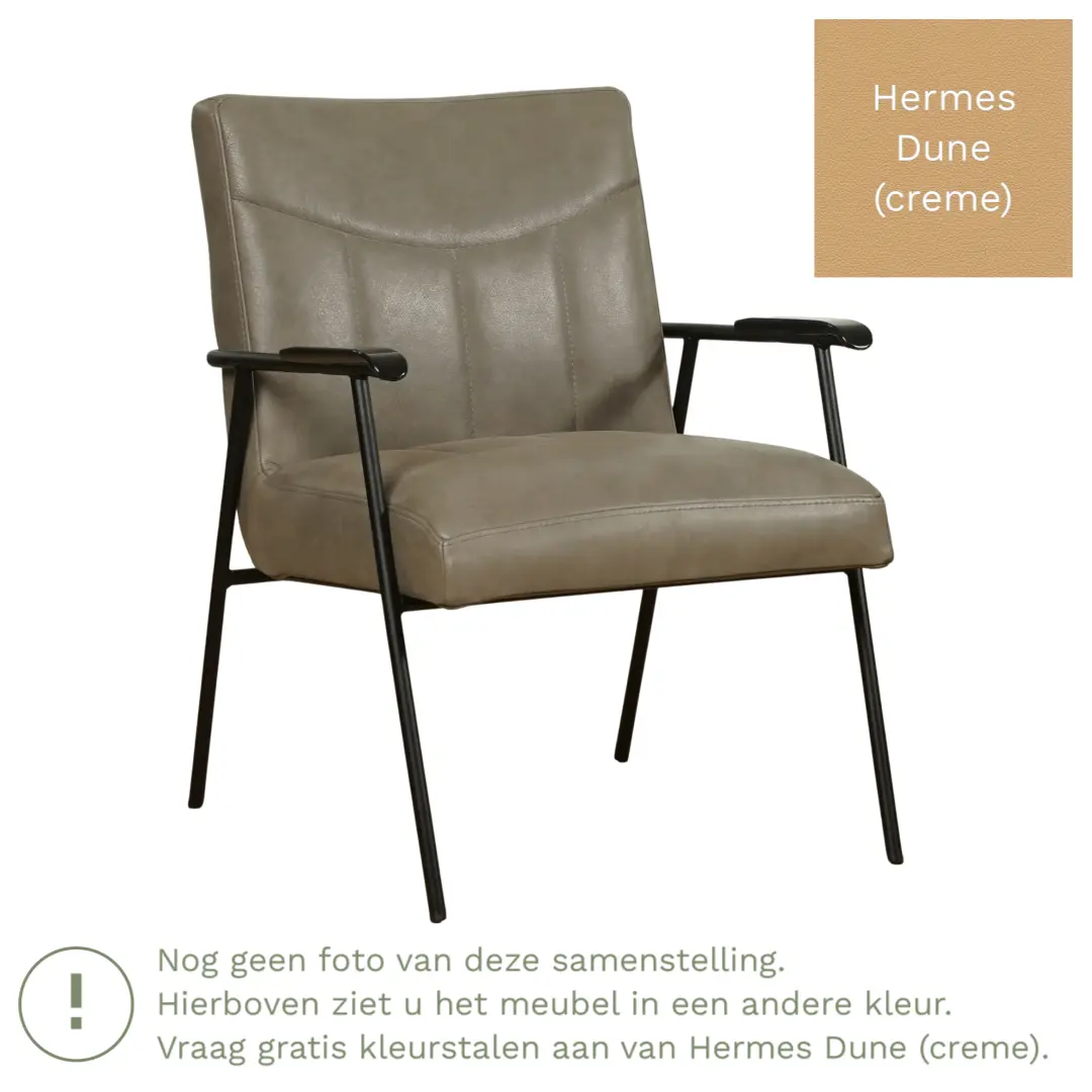 afbeelding van Leren fauteuil Beam - Hermes Dune (crème)