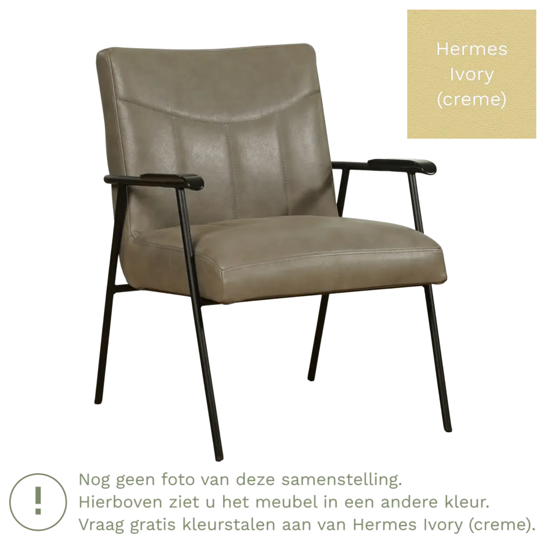 afbeelding van Leren fauteuil Beam - Hermes Ivory (crème)