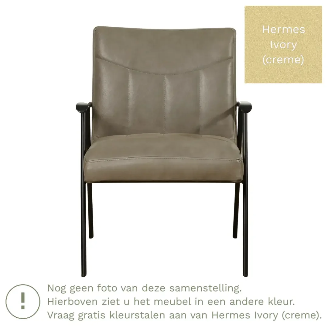 afbeelding van Leren fauteuil Beam - Hermes Ivory (crème)