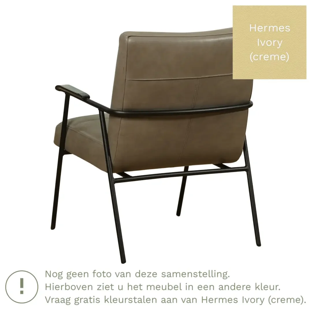 afbeelding van Leren fauteuil Beam - Hermes Ivory (crème)
