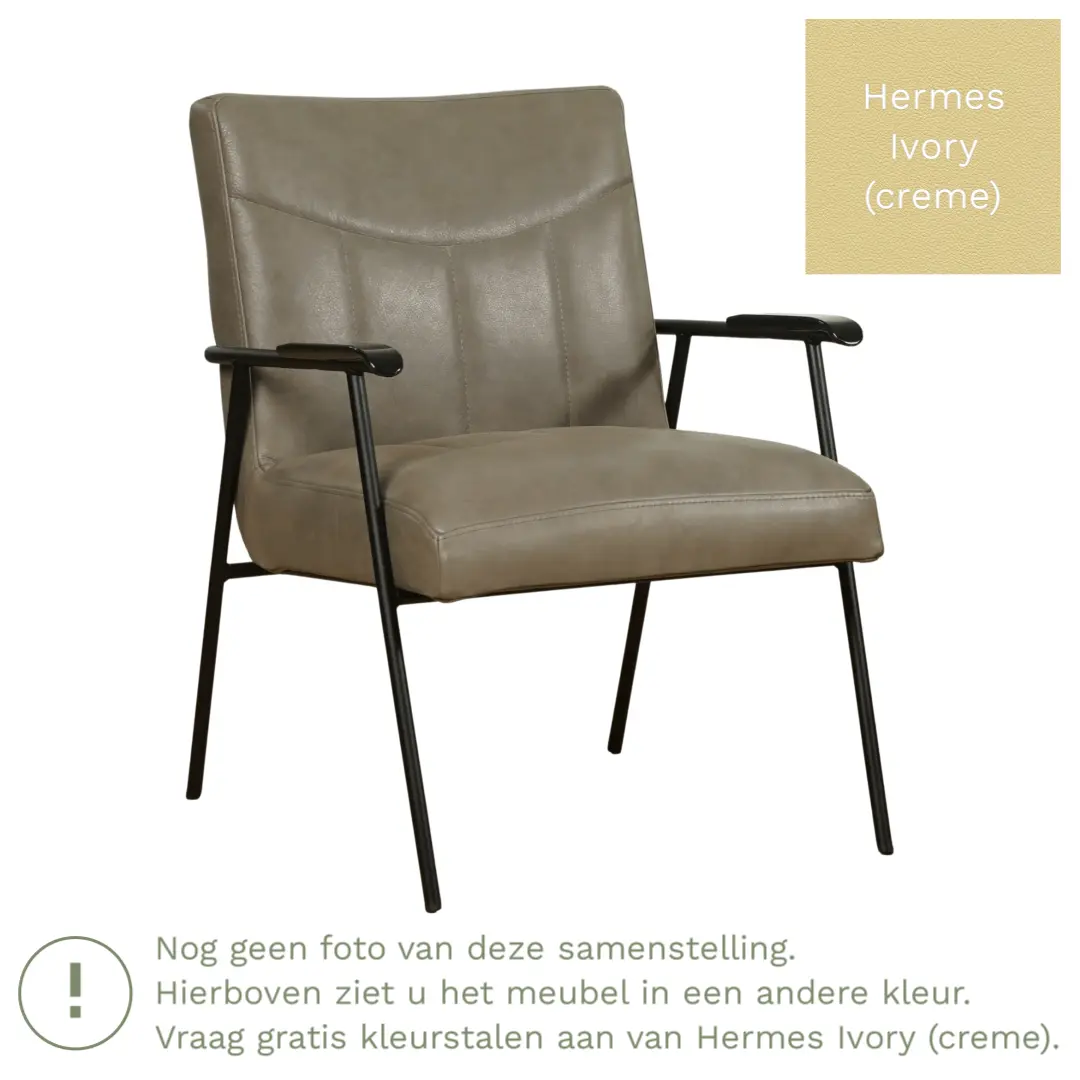 afbeelding van Leren fauteuil Beam - Hermes Ivory (crème)