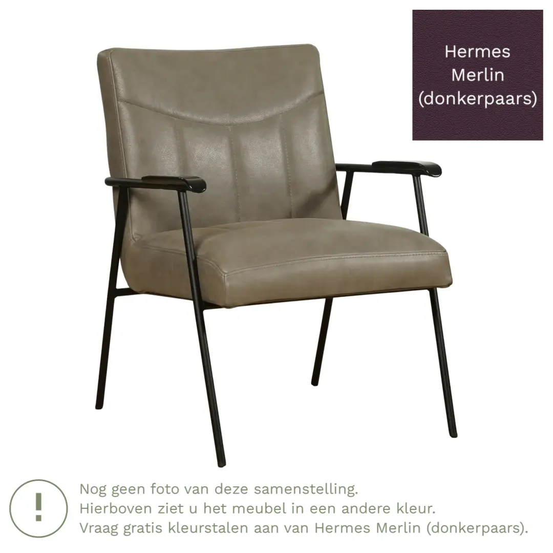 afbeelding van Leren fauteuil Beam - Hermes Merlin (donkerpaars)