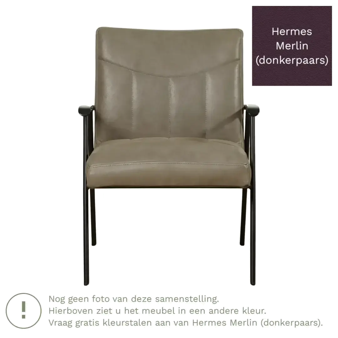 afbeelding van Leren fauteuil Beam - Hermes Merlin (donkerpaars)