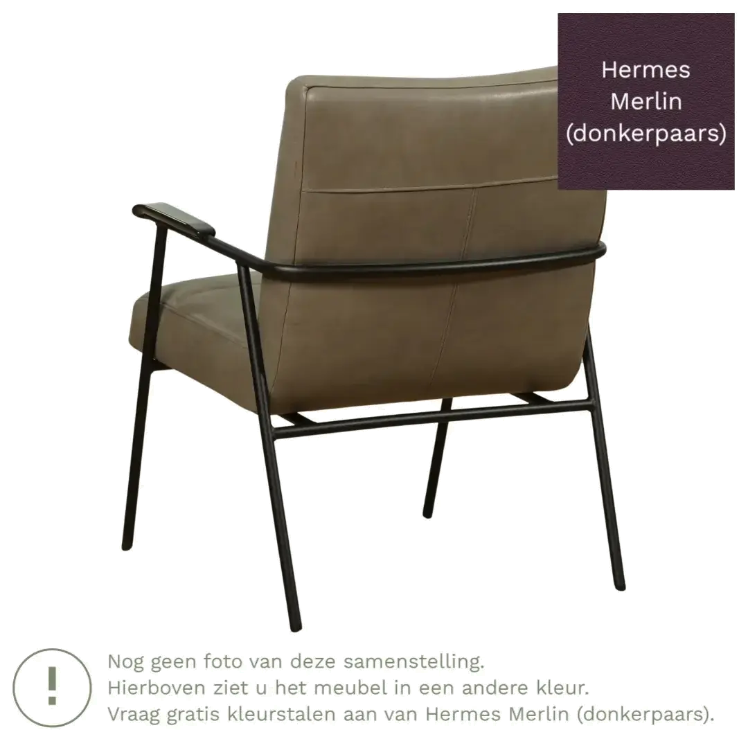 afbeelding van Leren fauteuil Beam - Hermes Merlin (donkerpaars)