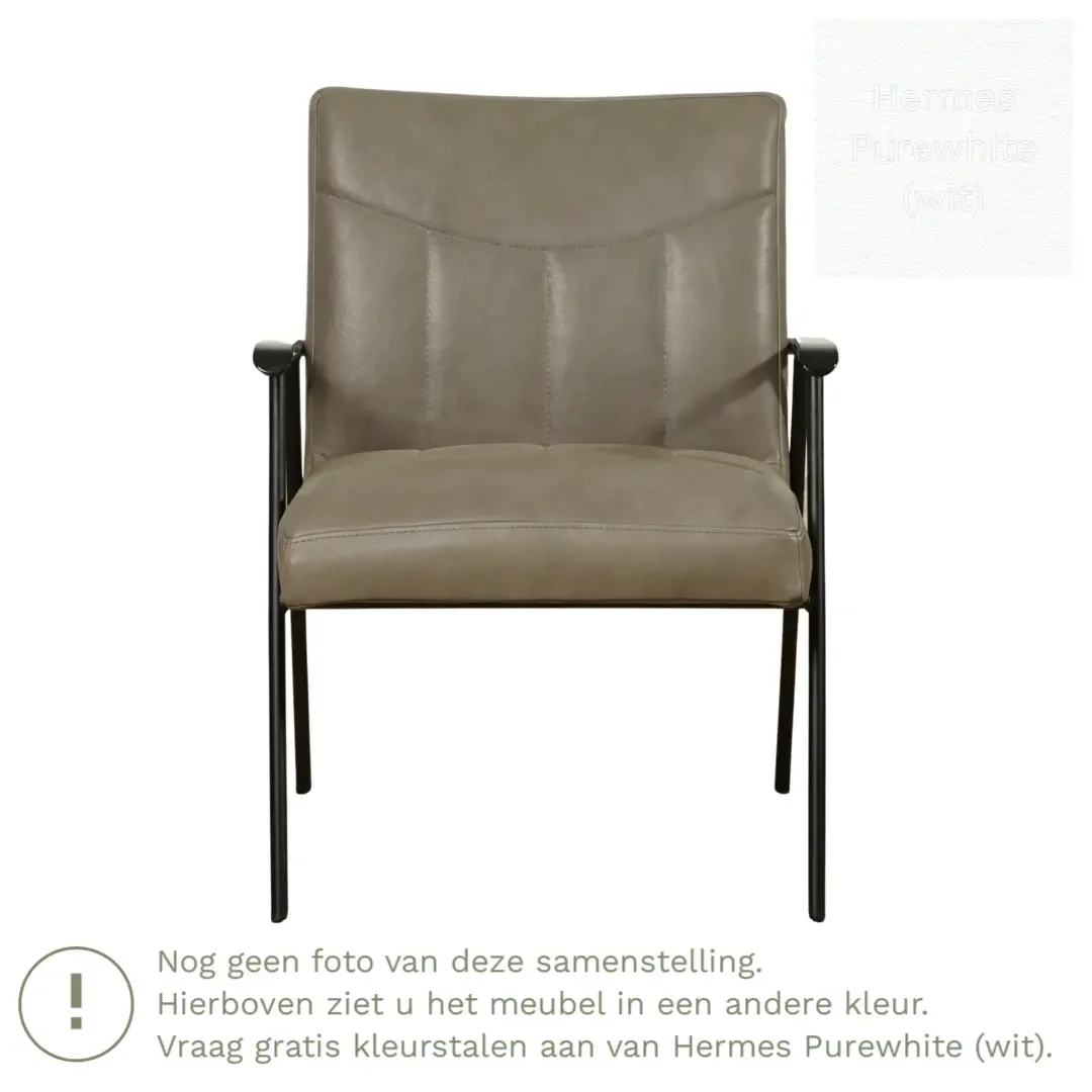 afbeelding van Leren fauteuil Beam - Hermes Purewhite (wit)
