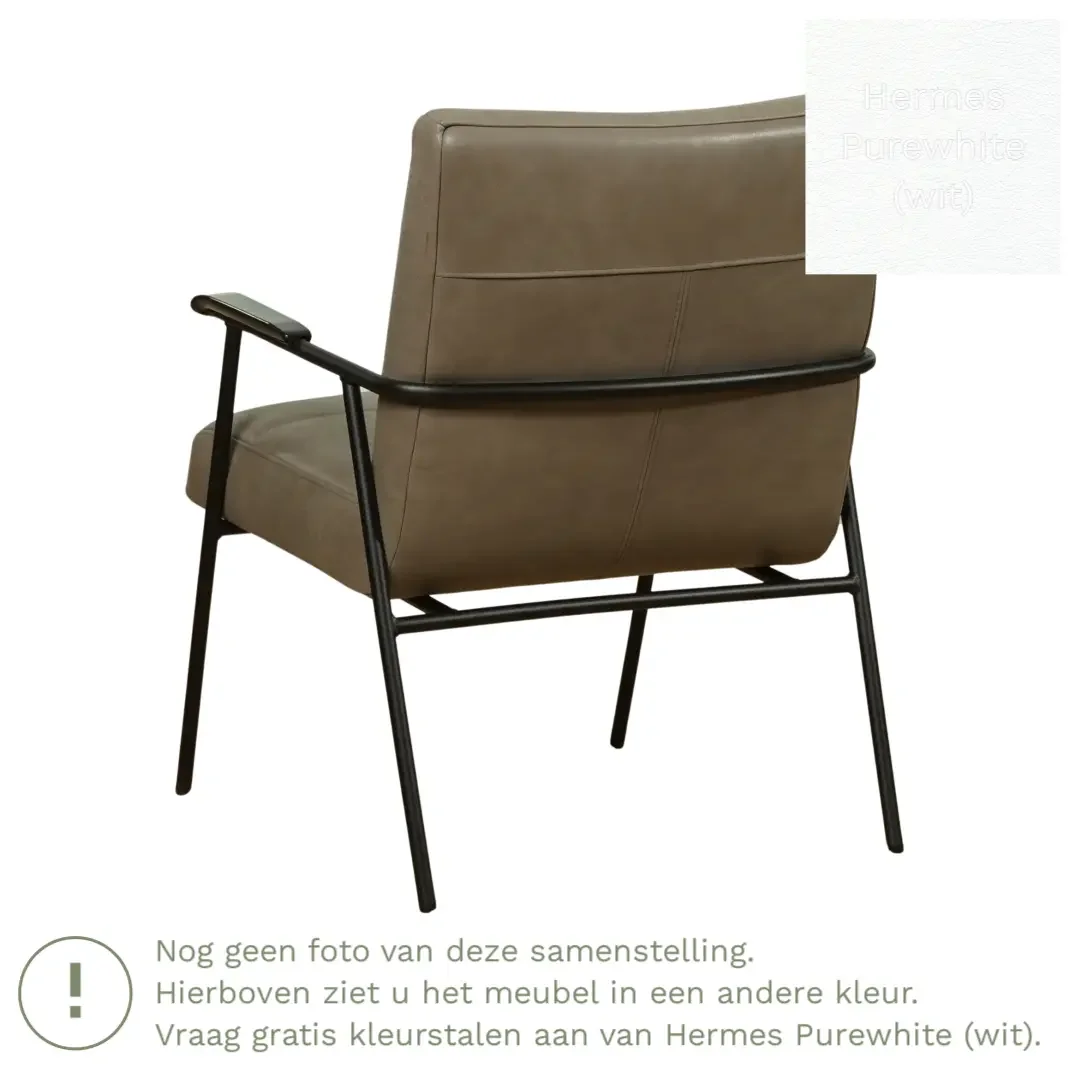 afbeelding van Leren fauteuil Beam - Hermes Purewhite (wit)