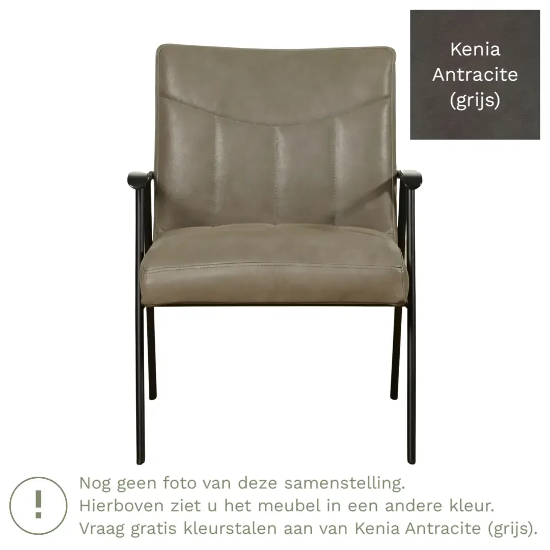 afbeelding van Leren fauteuil Beam - Kenia Antracite (grijs)