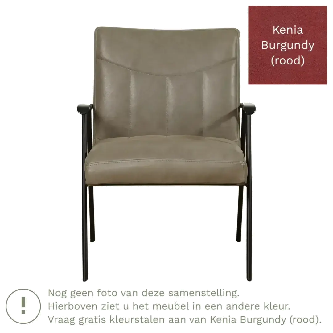 afbeelding van Leren fauteuil Beam - Kenia Burgundy (rood)
