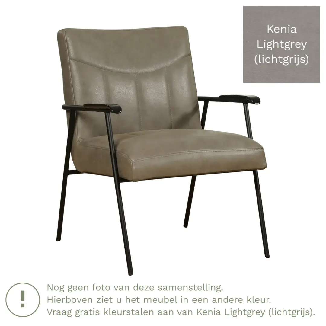afbeelding van Leren fauteuil Beam - Kenia Lightgrey (lichtgrijs)
