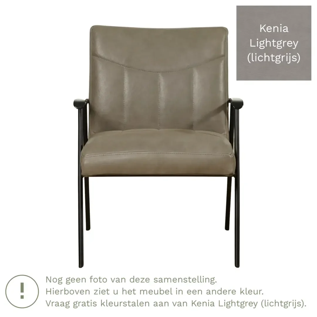 afbeelding van Leren fauteuil Beam - Kenia Lightgrey (lichtgrijs)