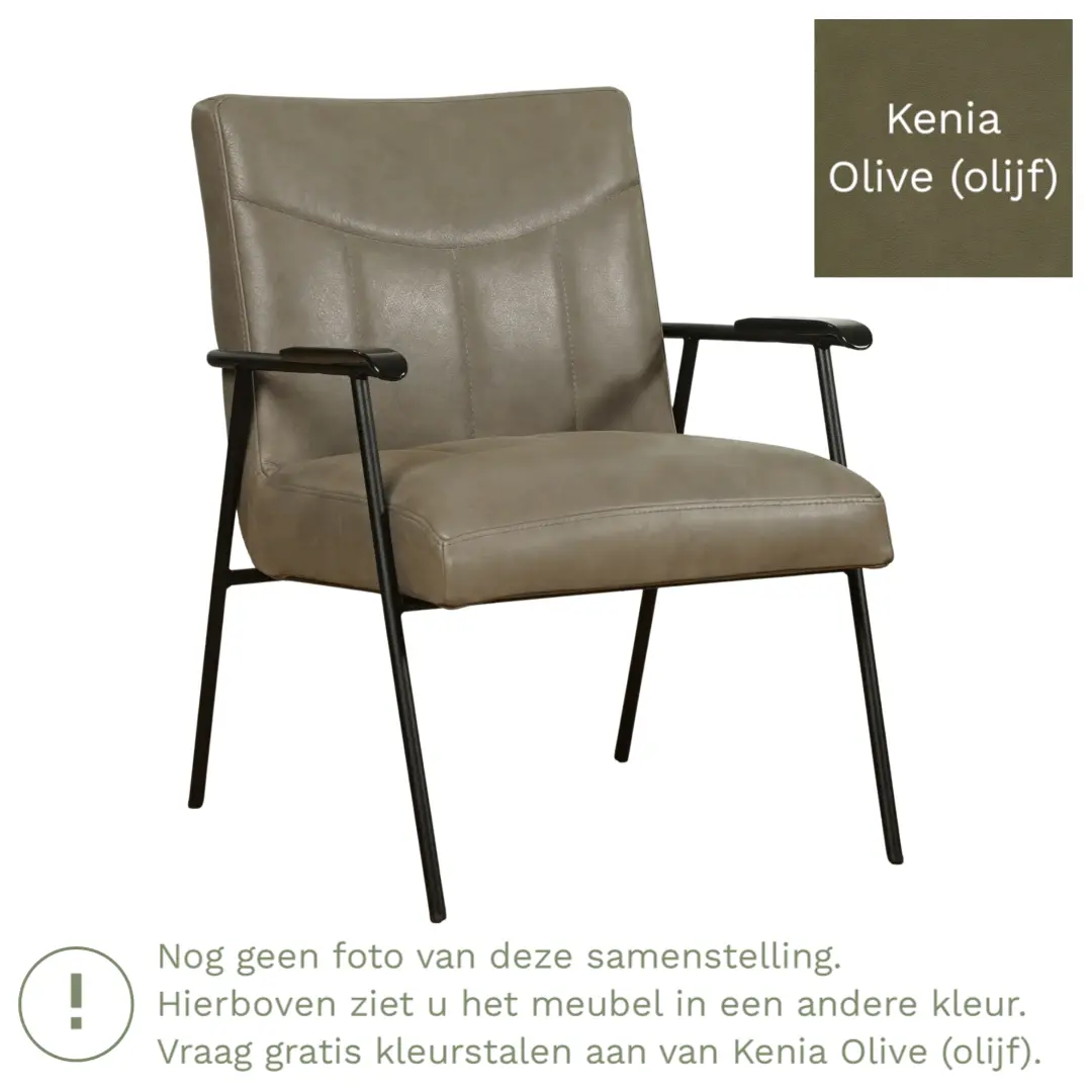 afbeelding van Leren fauteuil Beam - Kenia Olive (olijf)