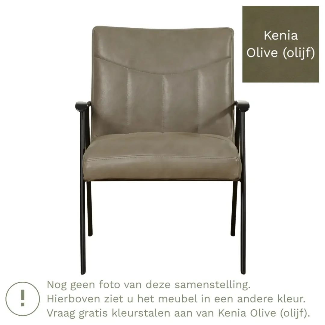 afbeelding van Leren fauteuil Beam - Kenia Olive (olijf)