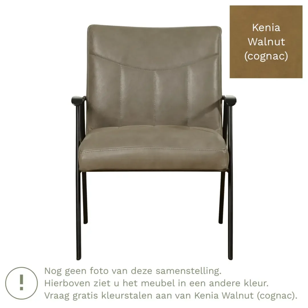 afbeelding van Leren fauteuil Beam - Kenia Walnut (cognac)