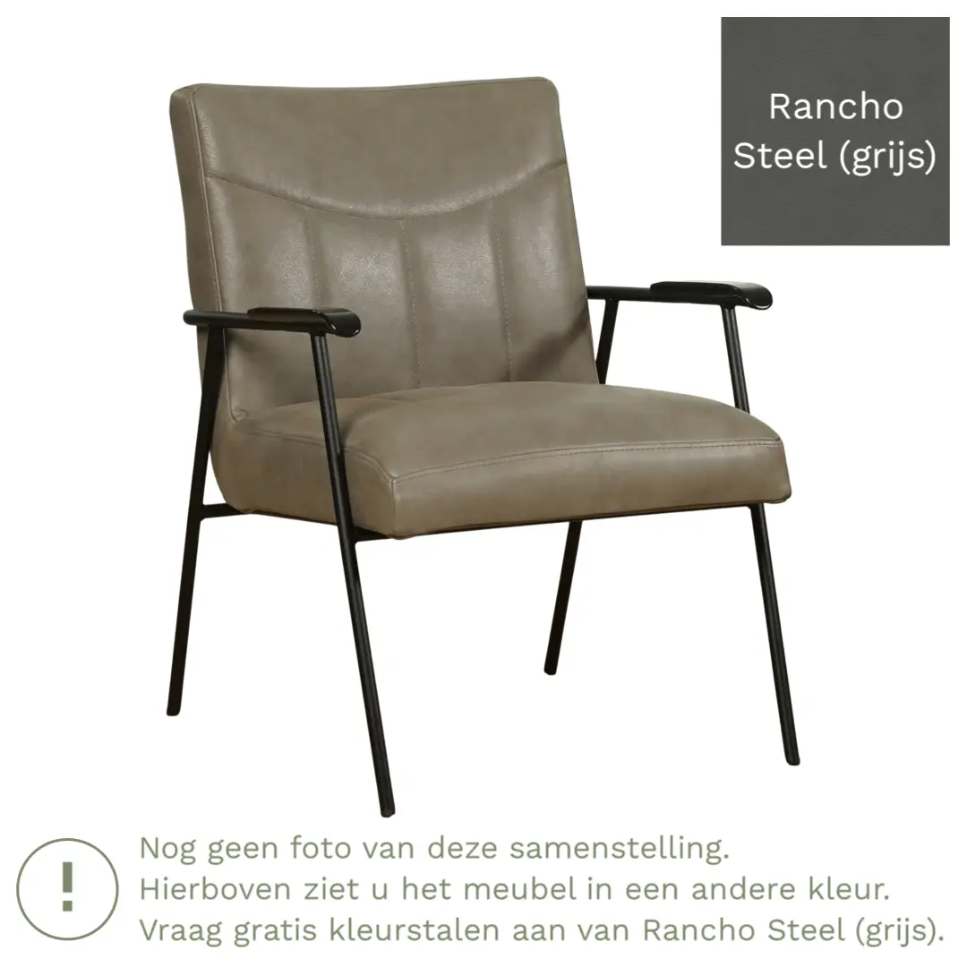 afbeelding van Leren fauteuil Beam - Rancho Steel (grijs)