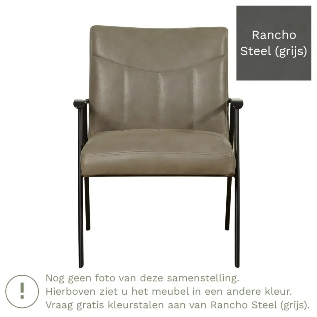 afbeelding van Leren fauteuil Beam - Rancho Steel (grijs)