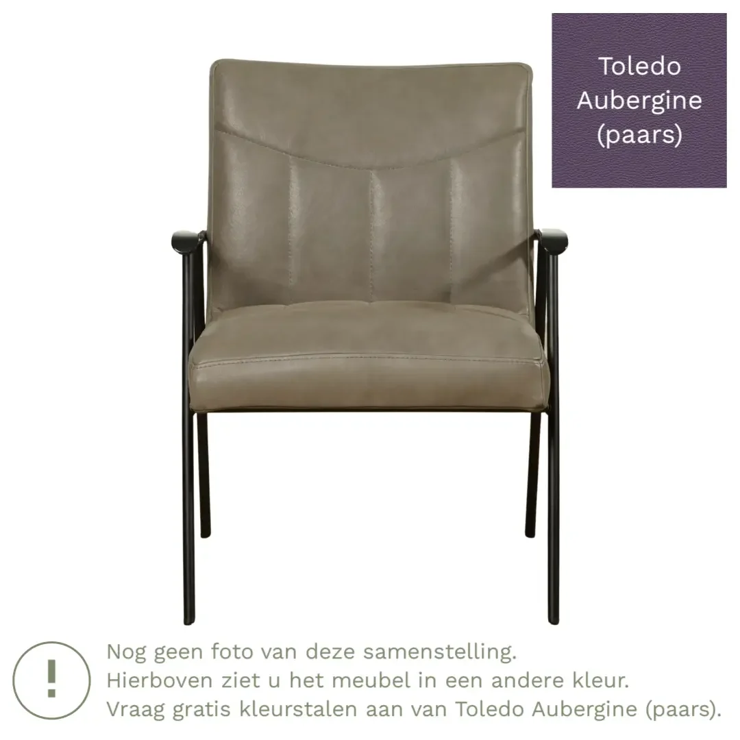 afbeelding van Leren fauteuil Beam - Toledo Aubergine (paars)