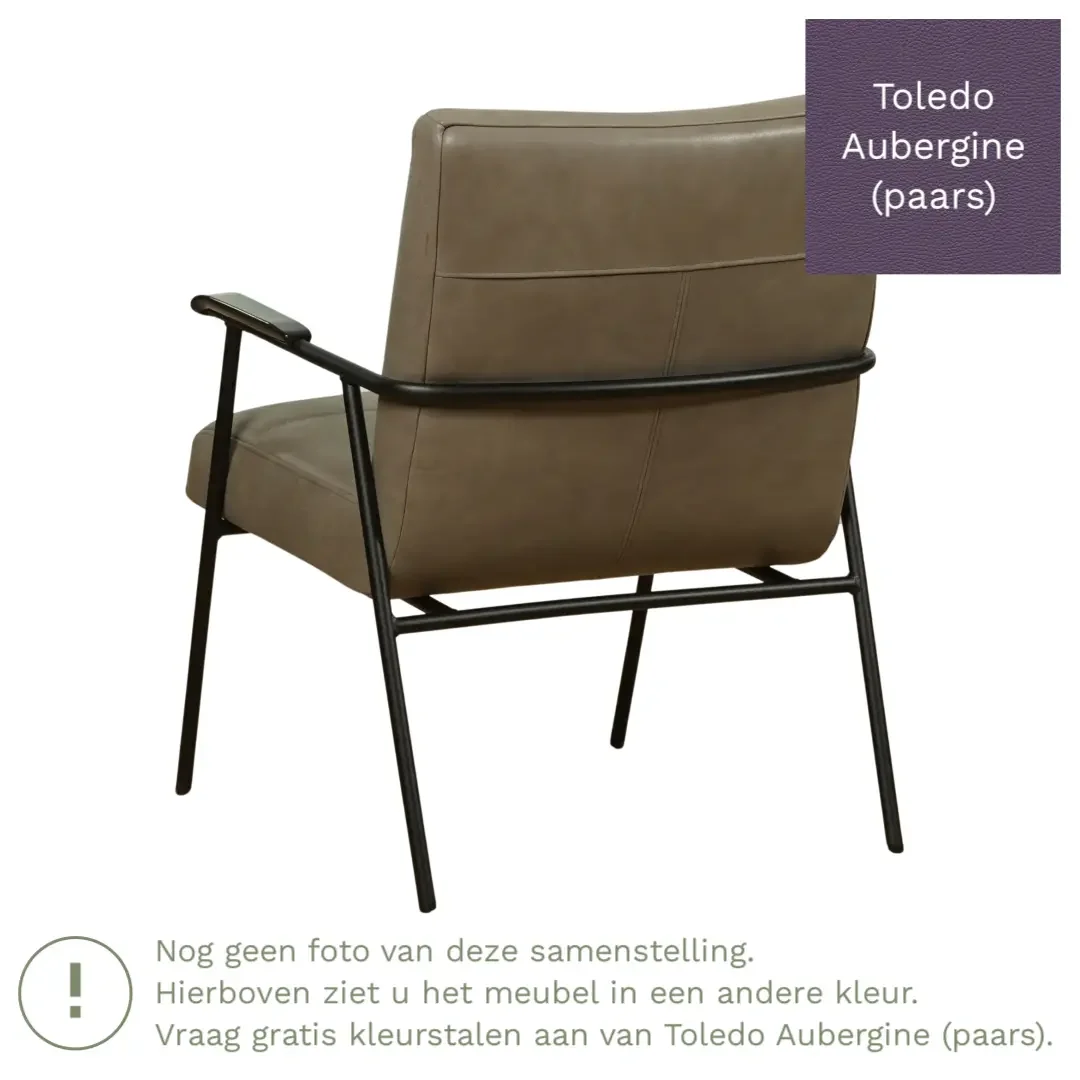 afbeelding van Leren fauteuil Beam - Toledo Aubergine (paars)