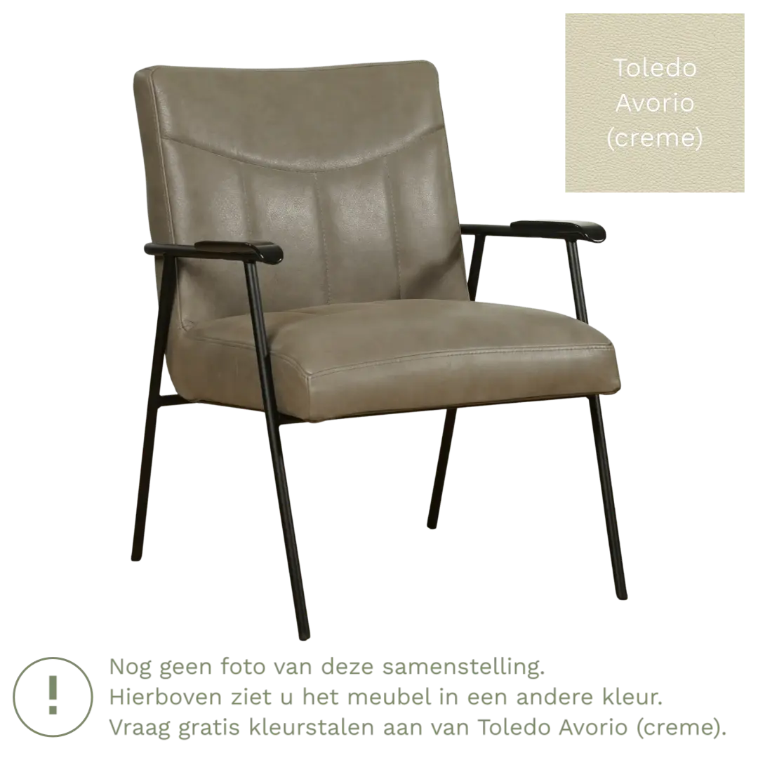 afbeelding van Leren fauteuil Beam - Toledo Avorio (crème)