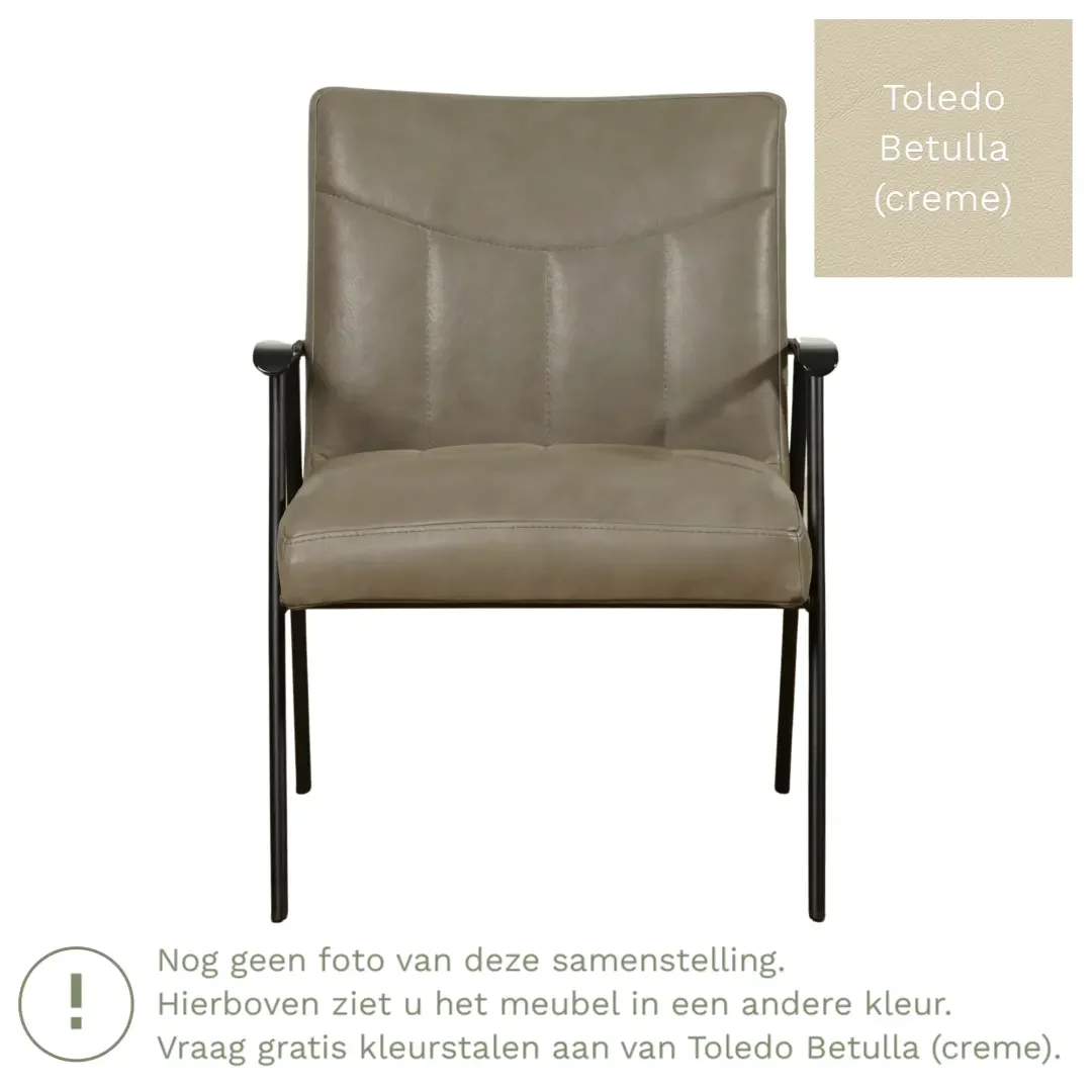 afbeelding van Leren fauteuil Beam - Toledo Betulla (crème)