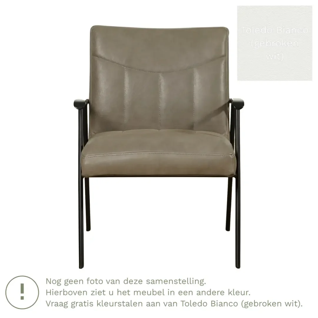 afbeelding van Leren fauteuil Beam - Toledo Bianco (gebroken wit)