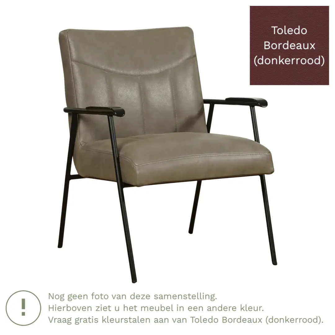 afbeelding van Leren fauteuil Beam - Toledo Bordeaux (donkerrood)
