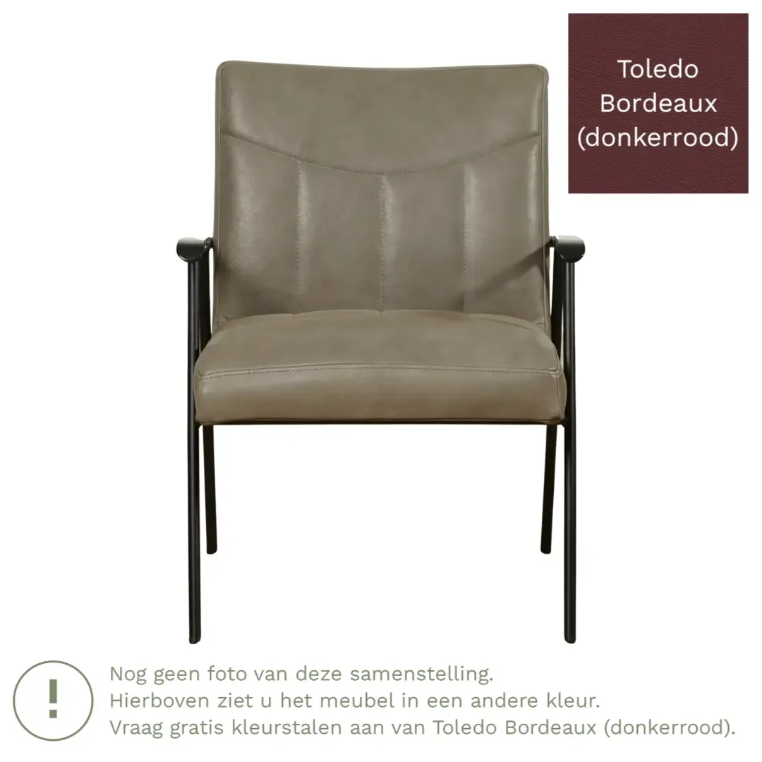 afbeelding van Leren fauteuil Beam - Toledo Bordeaux (donkerrood)