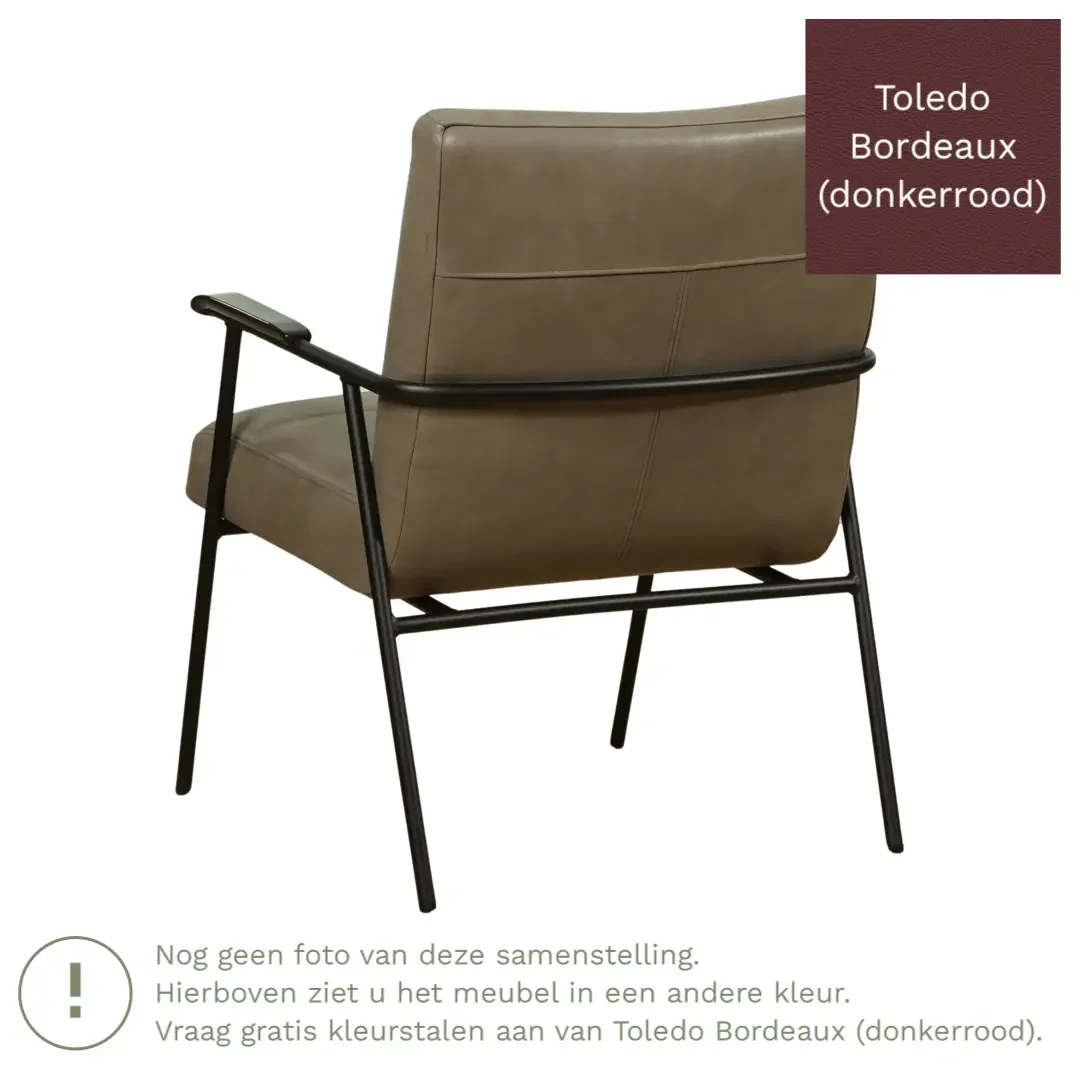 afbeelding van Leren fauteuil Beam - Toledo Bordeaux (donkerrood)