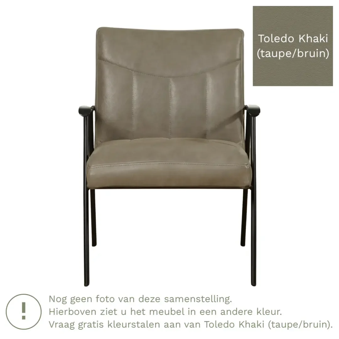 afbeelding van Leren fauteuil Beam - Toledo Khaki (taupe/bruin)