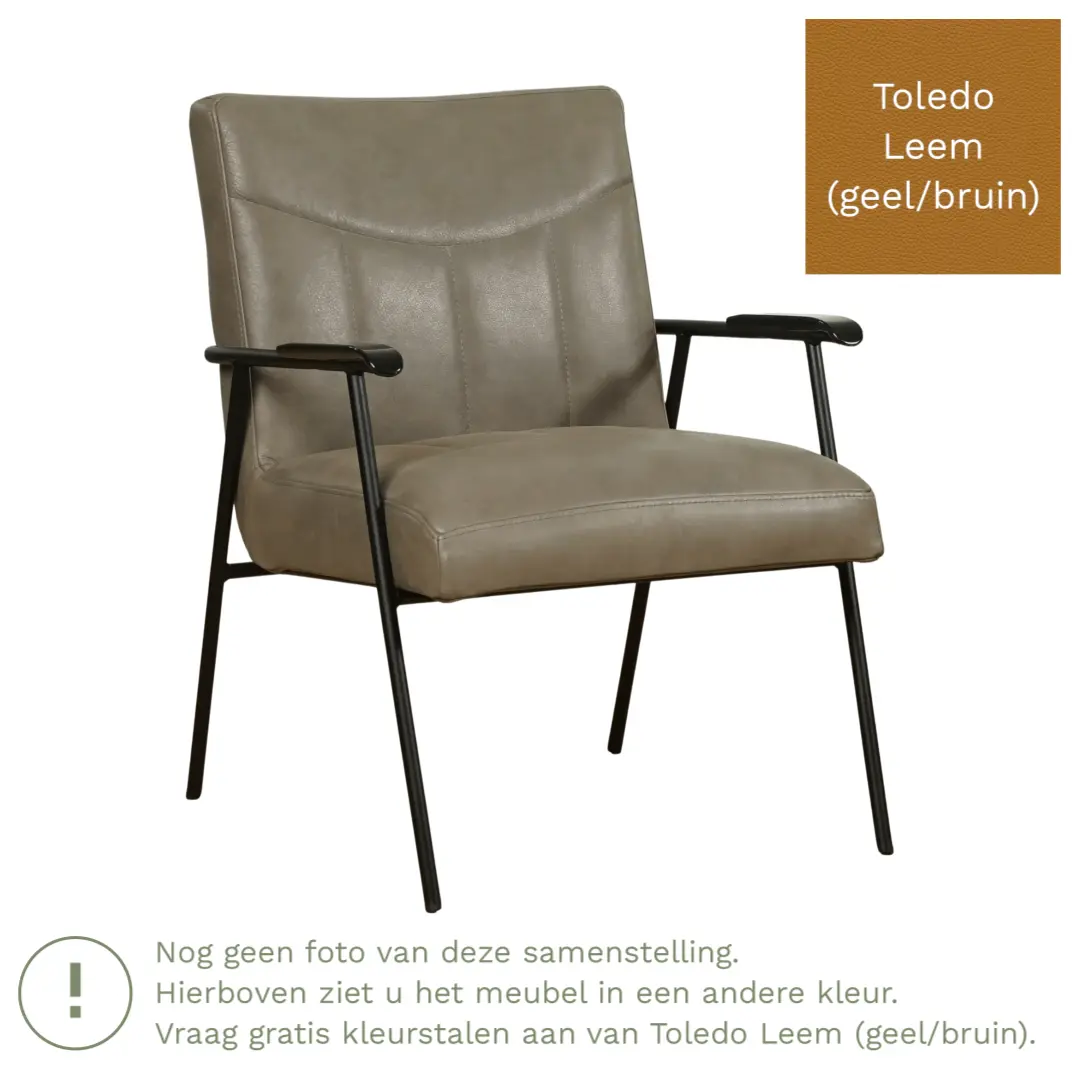 afbeelding van Leren fauteuil Beam - Toledo Leem (geel/bruin)