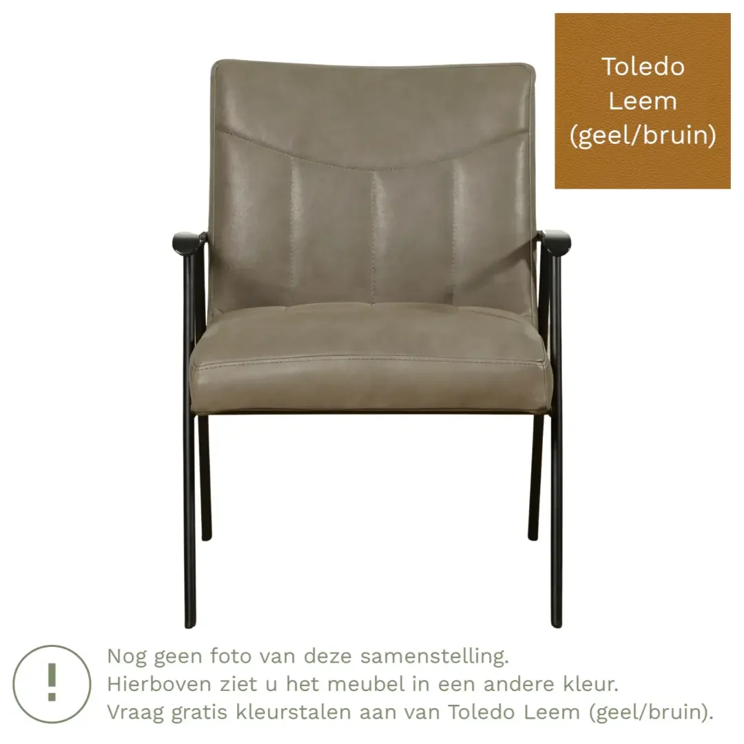 afbeelding van Leren fauteuil Beam - Toledo Leem (geel/bruin)