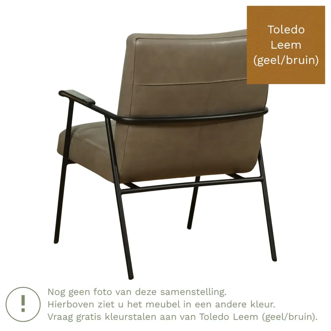 afbeelding van Leren fauteuil Beam - Toledo Leem (geel/bruin)