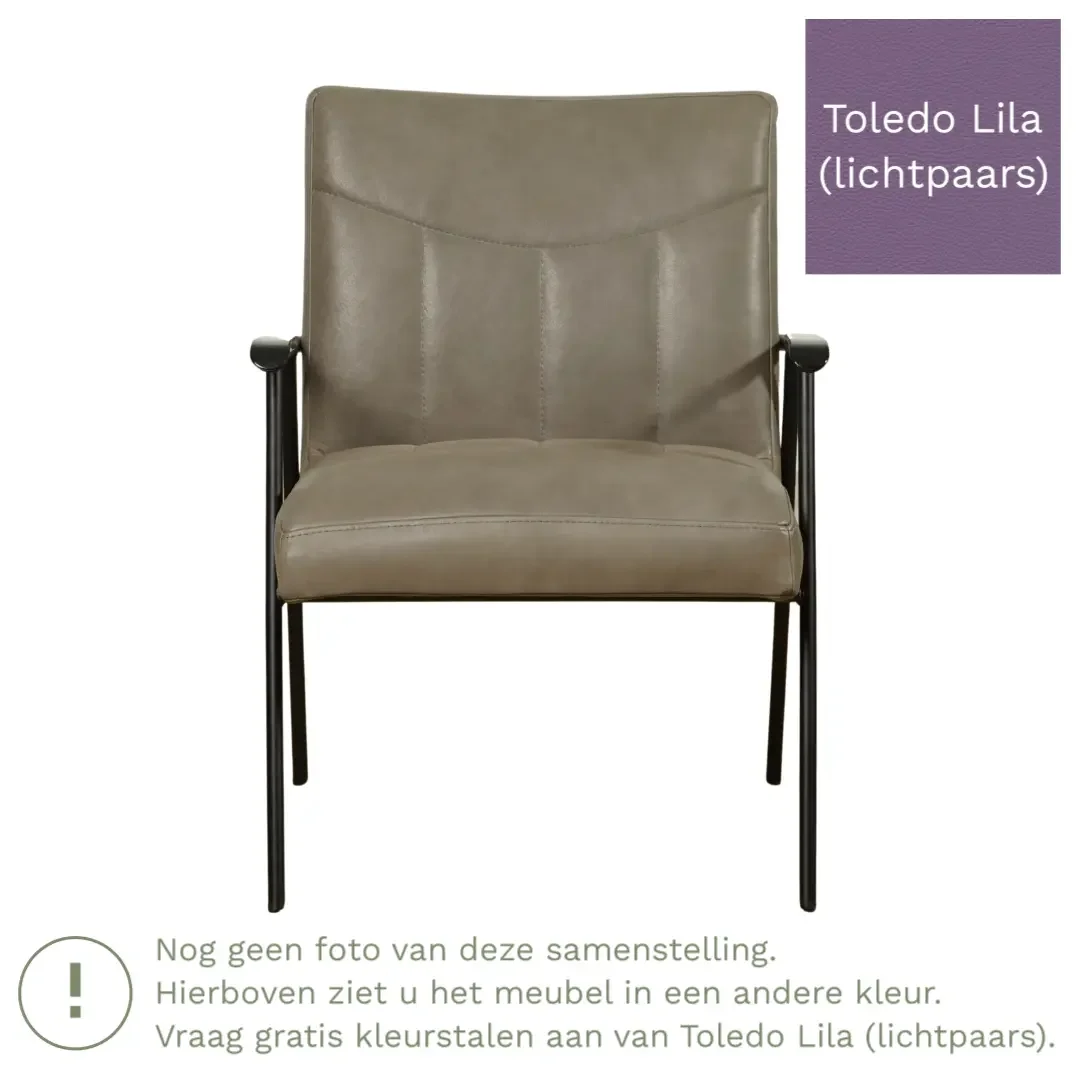 afbeelding van Leren fauteuil Beam - Toledo Lila (lichtpaars)