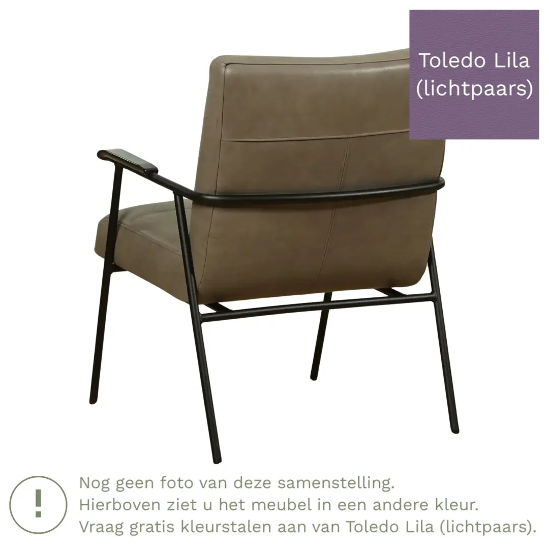 afbeelding van Leren fauteuil Beam - Toledo Lila (lichtpaars)