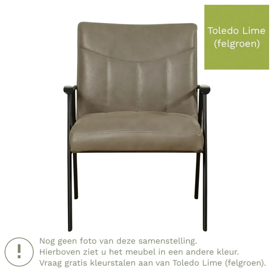 afbeelding van Leren fauteuil Beam - Toledo Lime (felgroen)