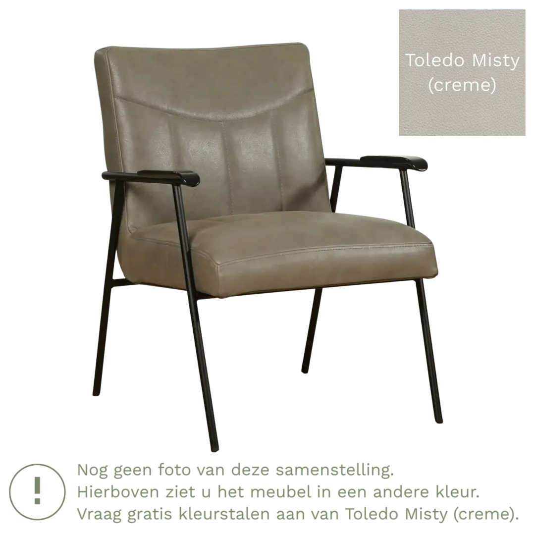 afbeelding van Leren fauteuil Beam - Toledo Misty (crème)