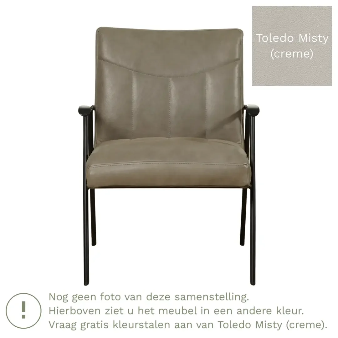 afbeelding van Leren fauteuil Beam - Toledo Misty (crème)