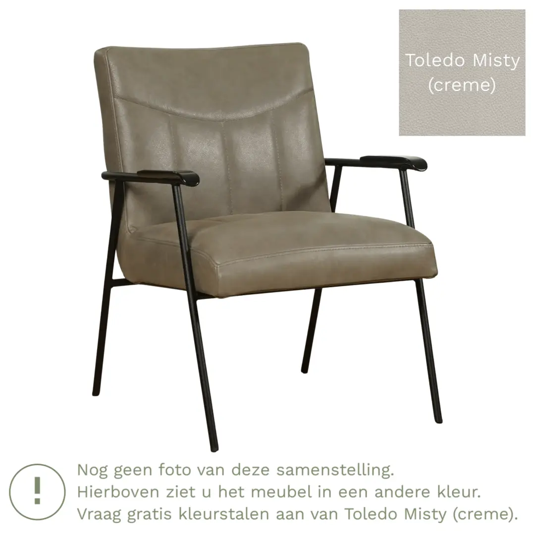 afbeelding van Leren fauteuil Beam - Toledo Misty (crème)