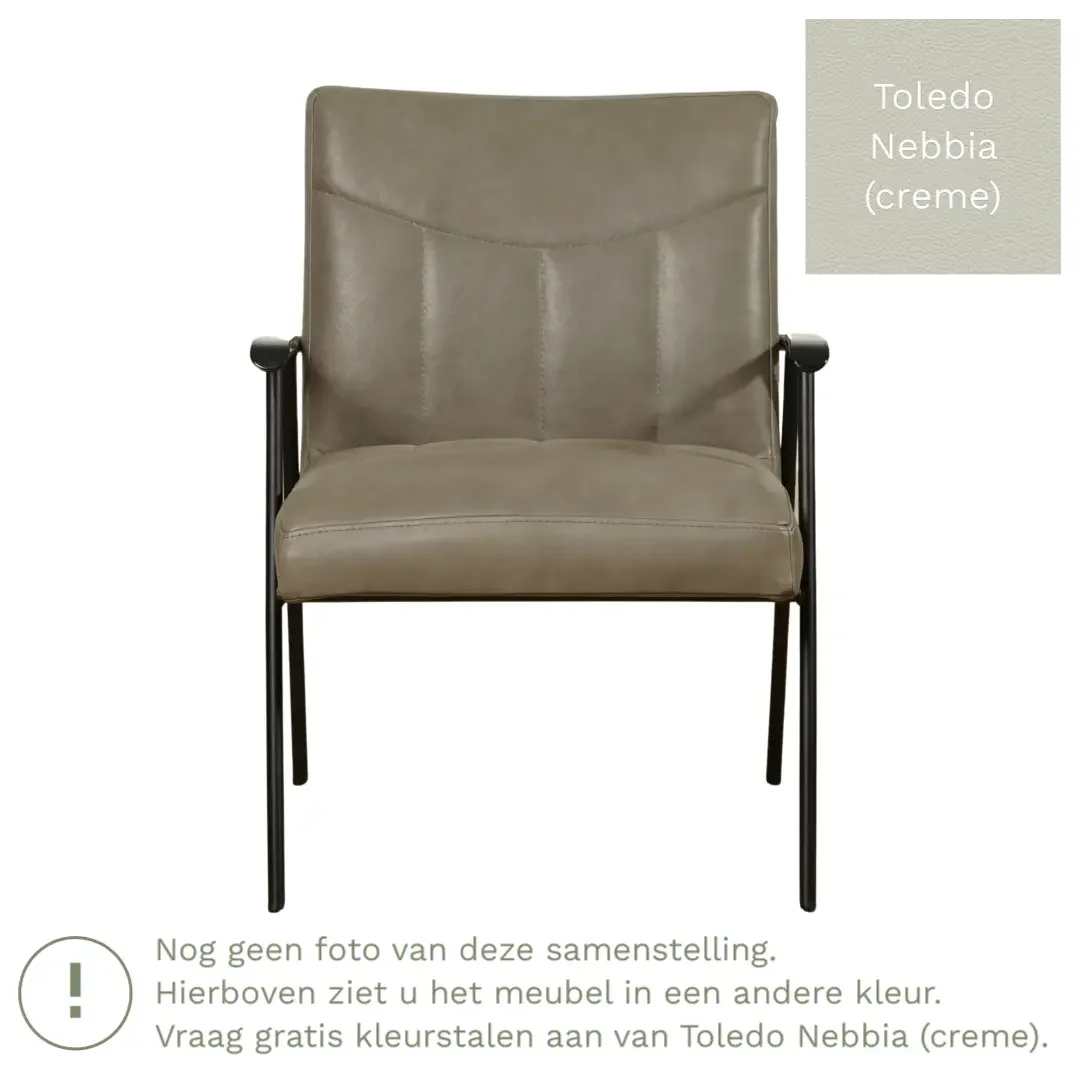 afbeelding van Leren fauteuil Beam - Toledo Nebbia (crème)